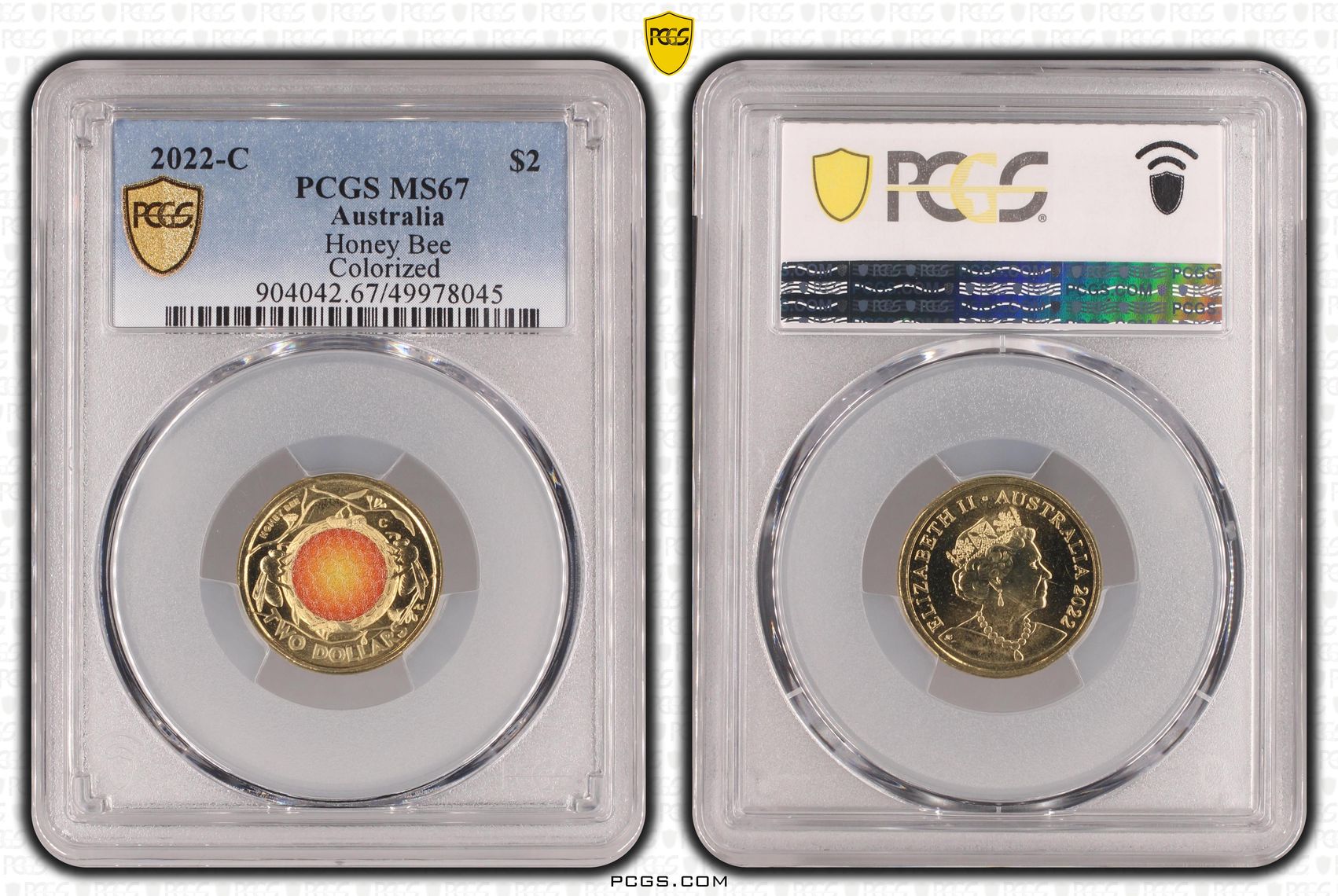 Honey Bee Colorized , Two Dollar, 2022-C, PCGS MS67