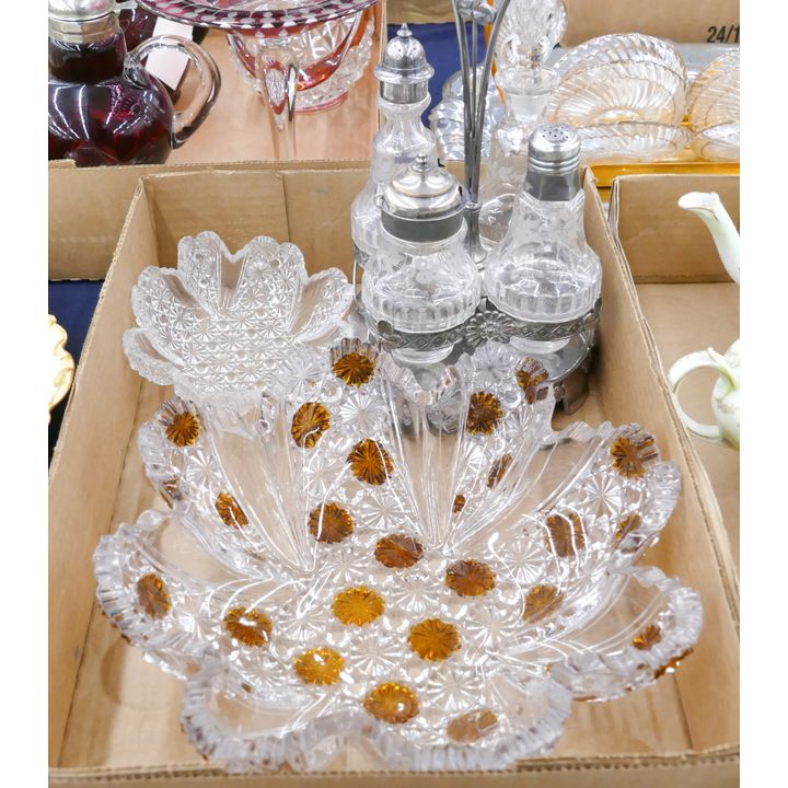 Box Cut Glass Ruffle Bowl Etc.