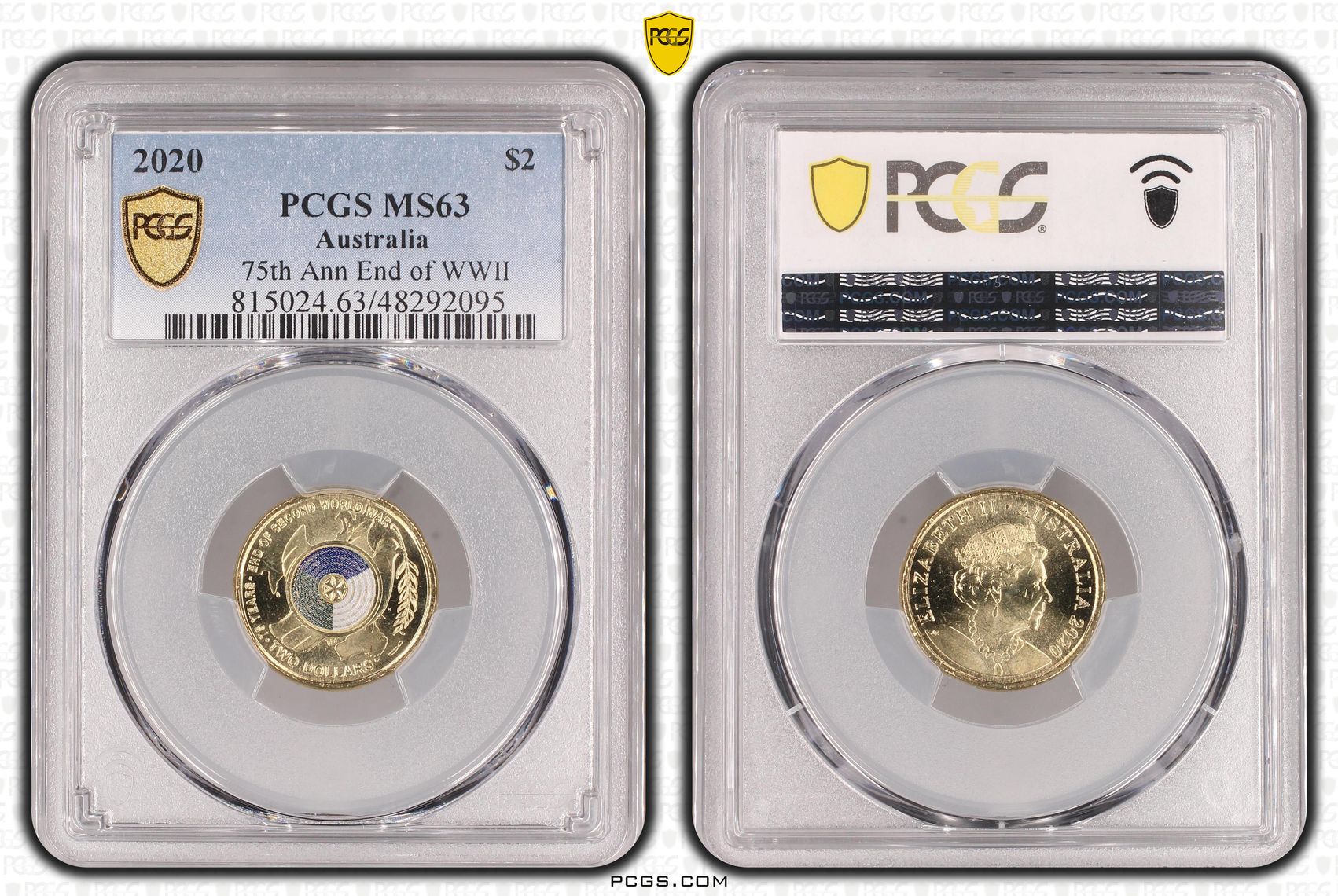 Elizabeth II, 75th Ann End of WWII, Two Dollar, 2020, PCGS MS63