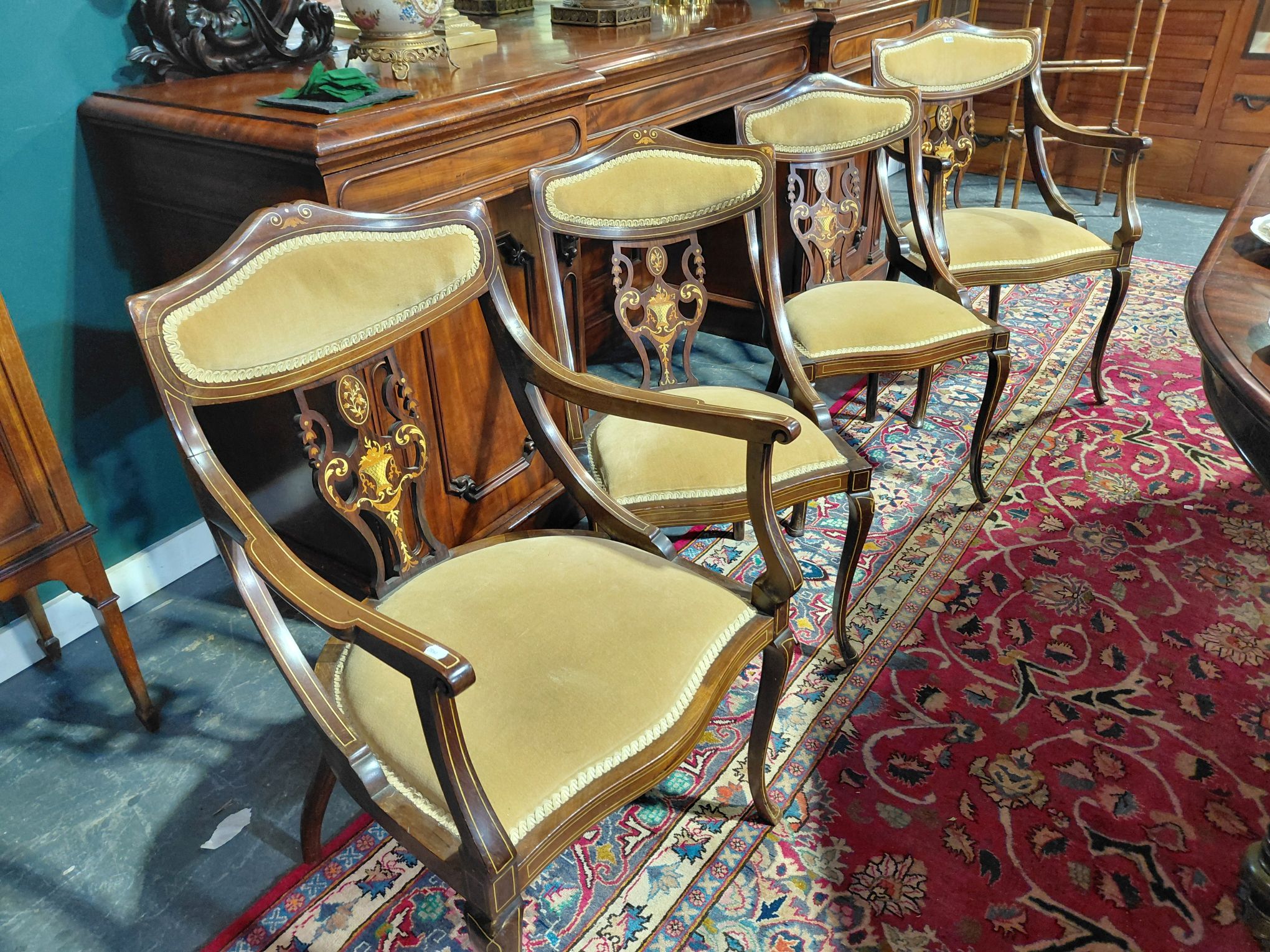 610 · EDWARDIAN MARQUETRY INLAID CHAIRS