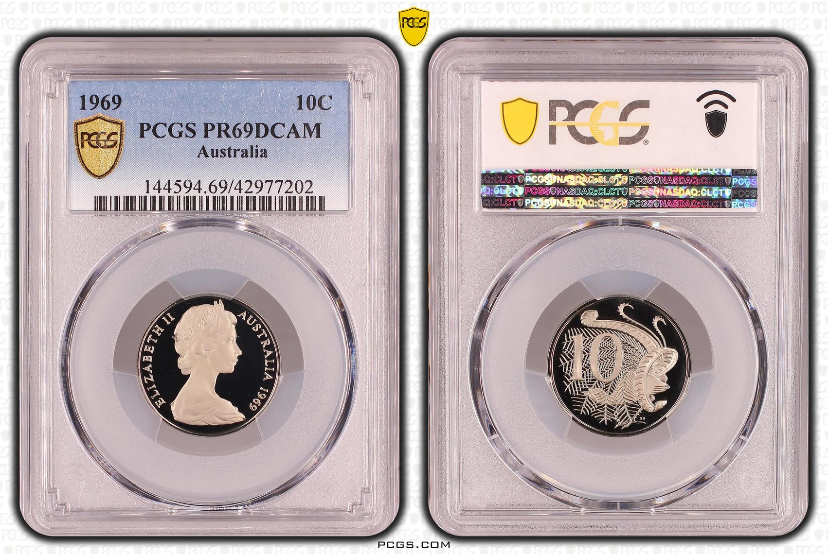 Elizabeth II, Ten Cent, PR69DCAM , 1969