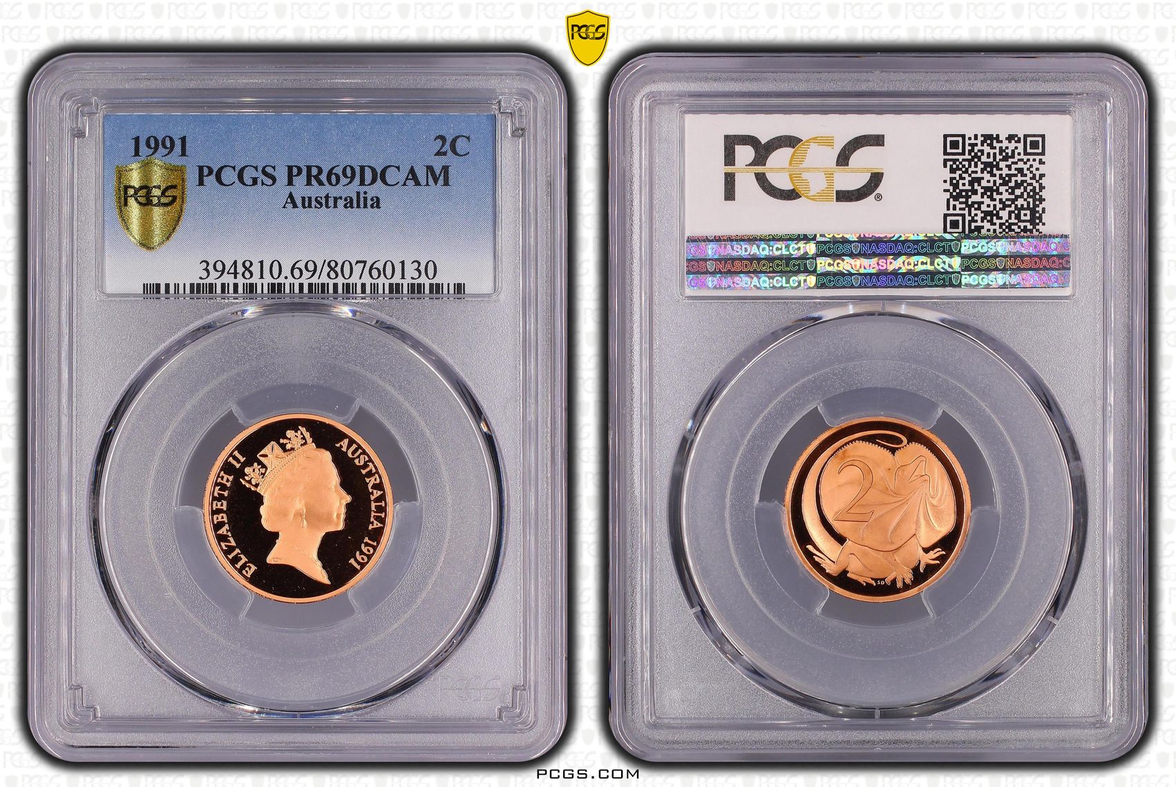 Elizabeth II, Two Cent, 1991, PCGS PR69DCAM