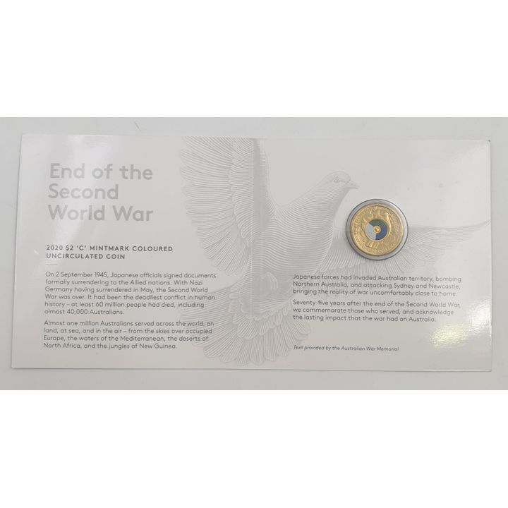 End of WWII 'C' MM Carded $2 Coin