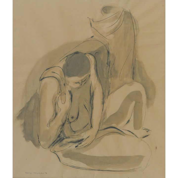 Carl Morris ''Figures'' 1950's Ink and Wash