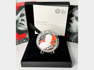 2020 MUSIC LEGENDS DAVID BOWIE COLORIZED SILVER 1oz PROOF 2 POUND COIN