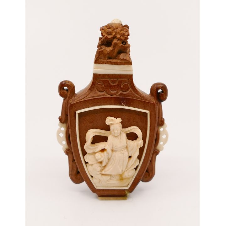 Old Chinese Boxwood Carved Snuff Bottle- 3''