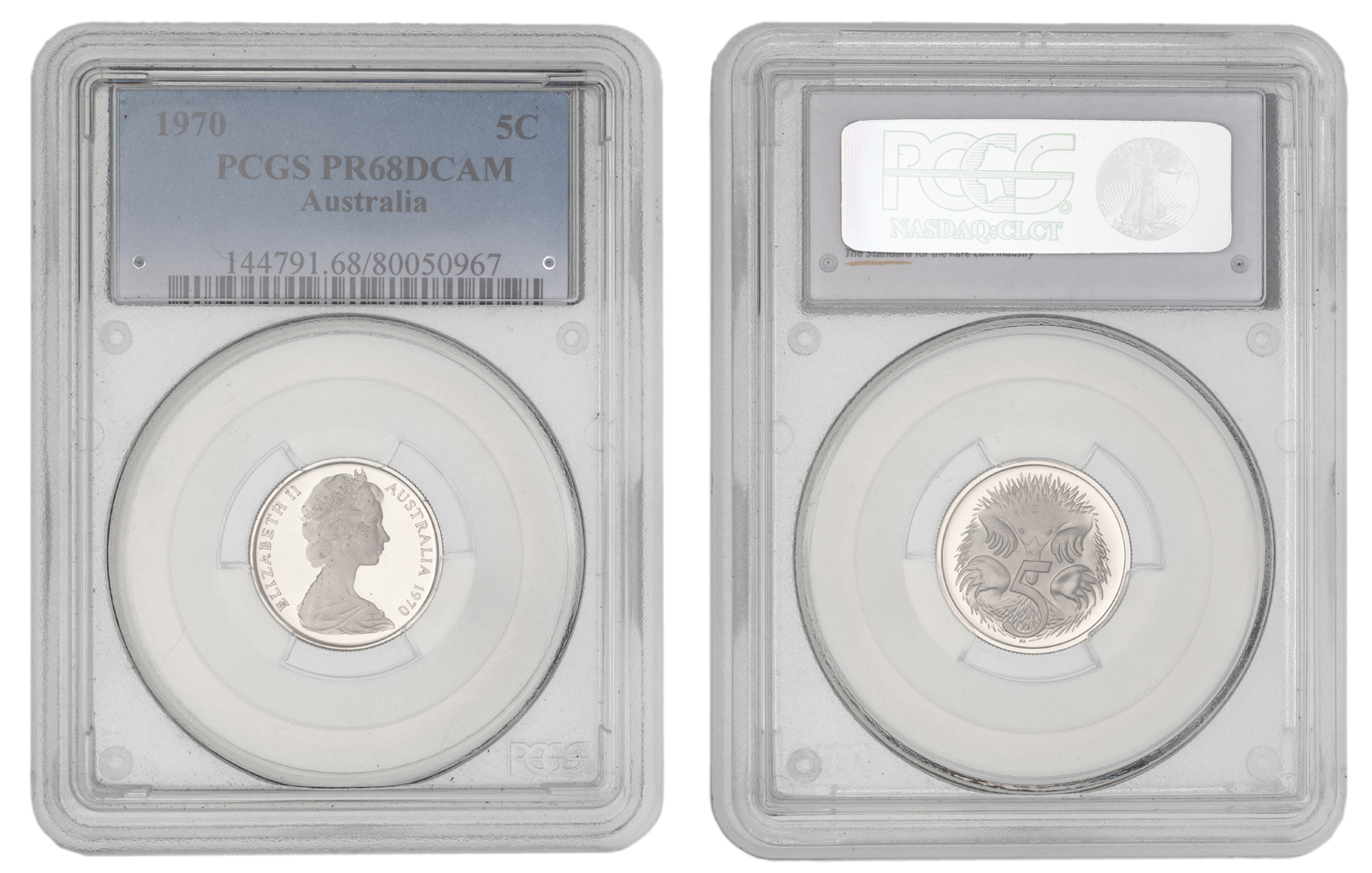 Elizabeth II, Five Cent, 1970, PCGS PR68DCAM