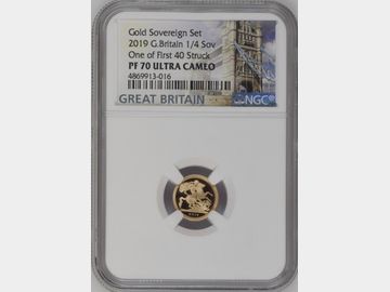 2019 ELIZABETH II PROOF GOLD QUARTER SOVEREIGN ONE OF FIRST 40 STRUCK PF70 UCAM