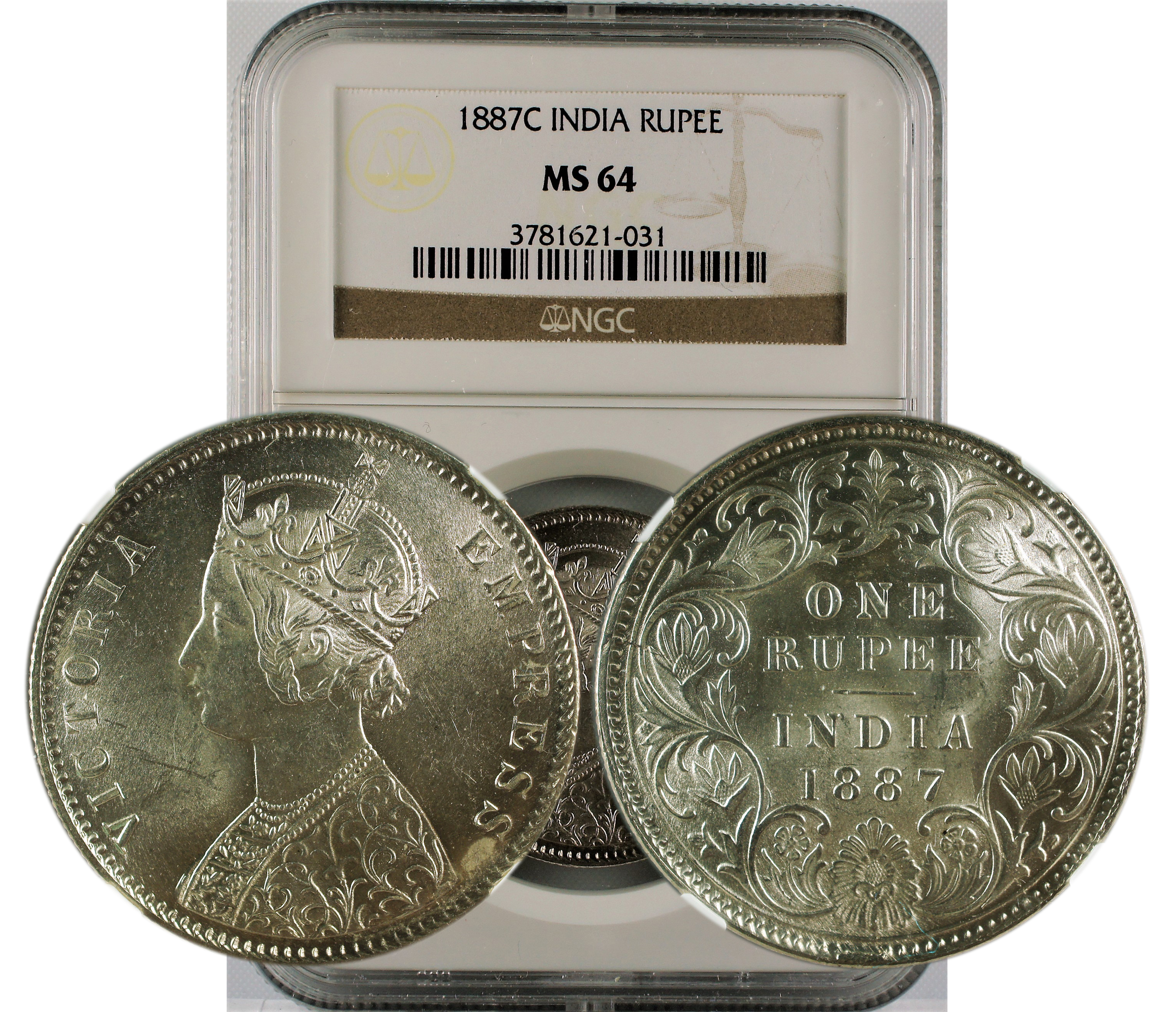 1887 C INDIA RUPEE MS64