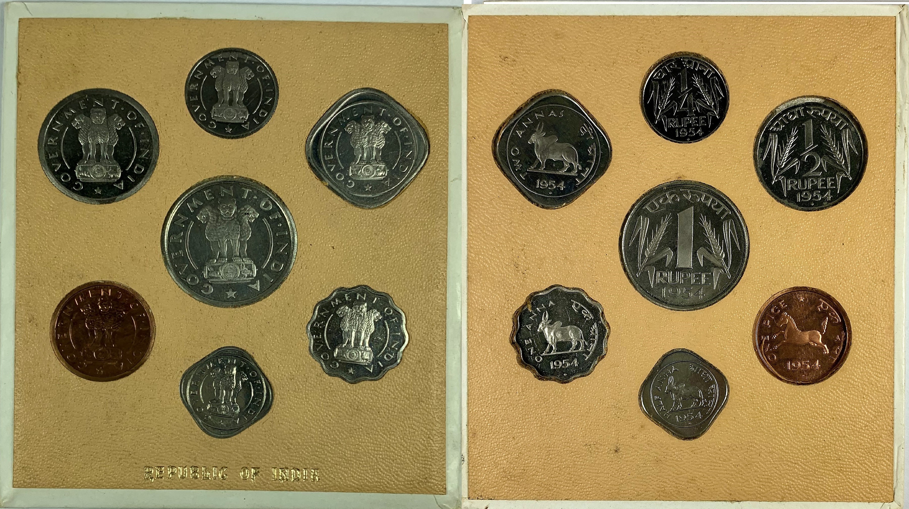 Republic of India 1954 7 Coin Proof Set - RRR