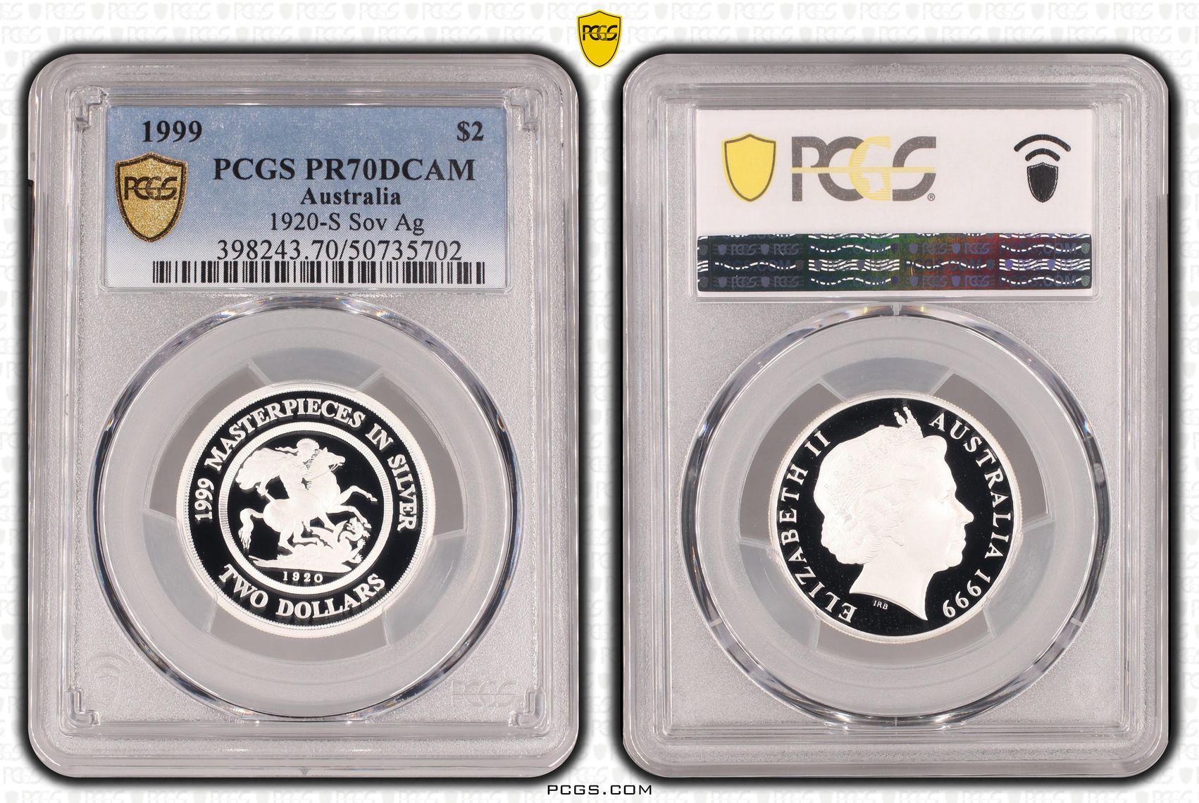 1920-S Sov Ag, Two Dollar, 1999, PCGS PR70DCAM