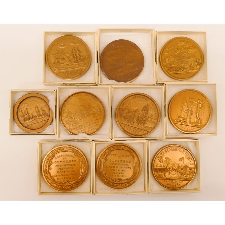 Tray 10pc Medallic Art Co (Danbury, Ct) Commemorative Bronze Medals in Boxes