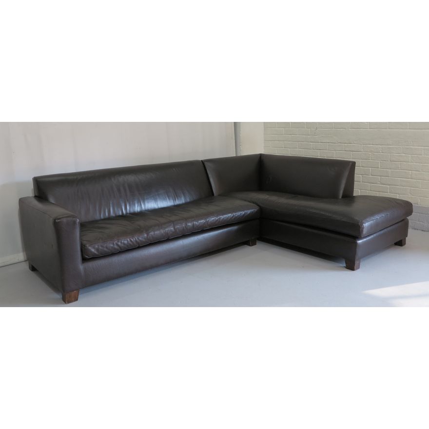 LEATHER UPHOLSTERED L-SHAPED SUITE