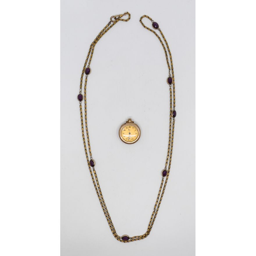 Box Antique Gold Filled Watch Chain and Watch