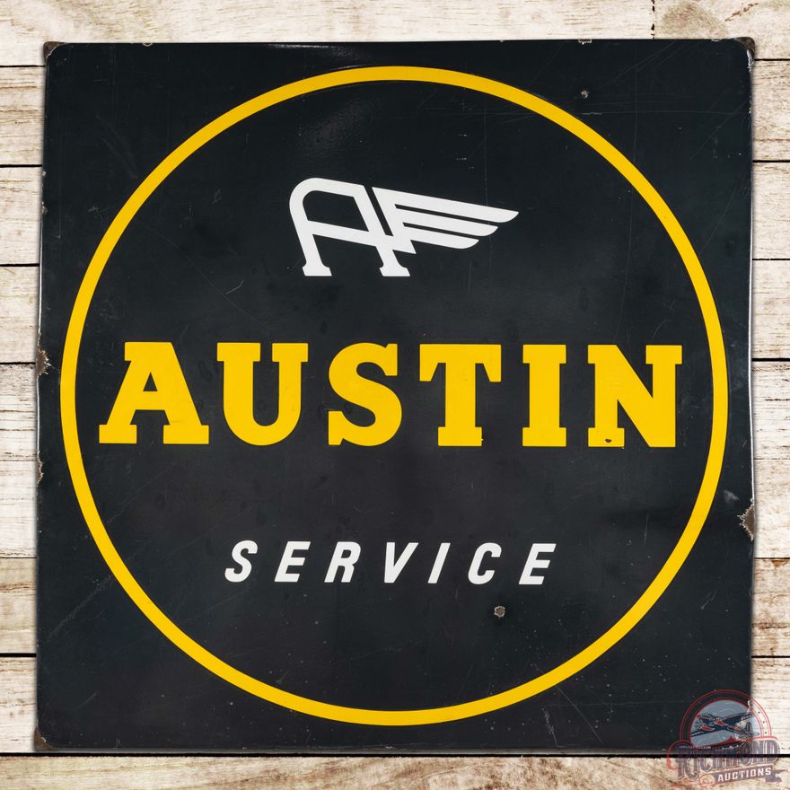 Austin Automobiles Service Single Sided Porcelain Sign w/ Logo
