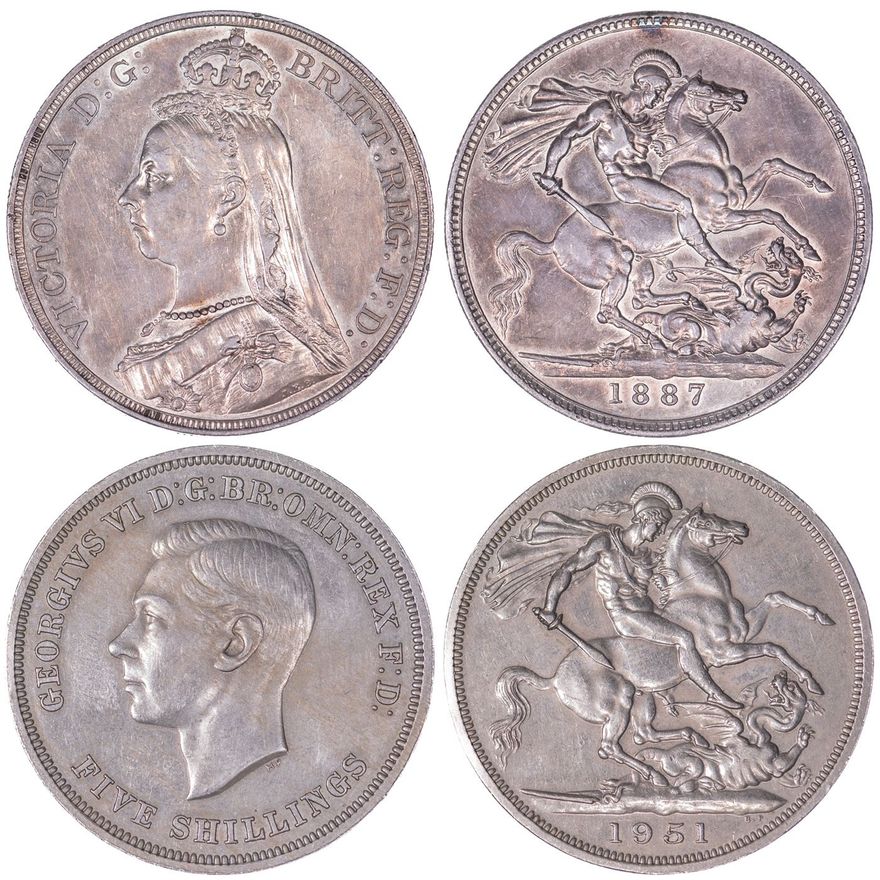 Great Britain, Victoria - George VI, Crown, 1887 - 1951,  EF