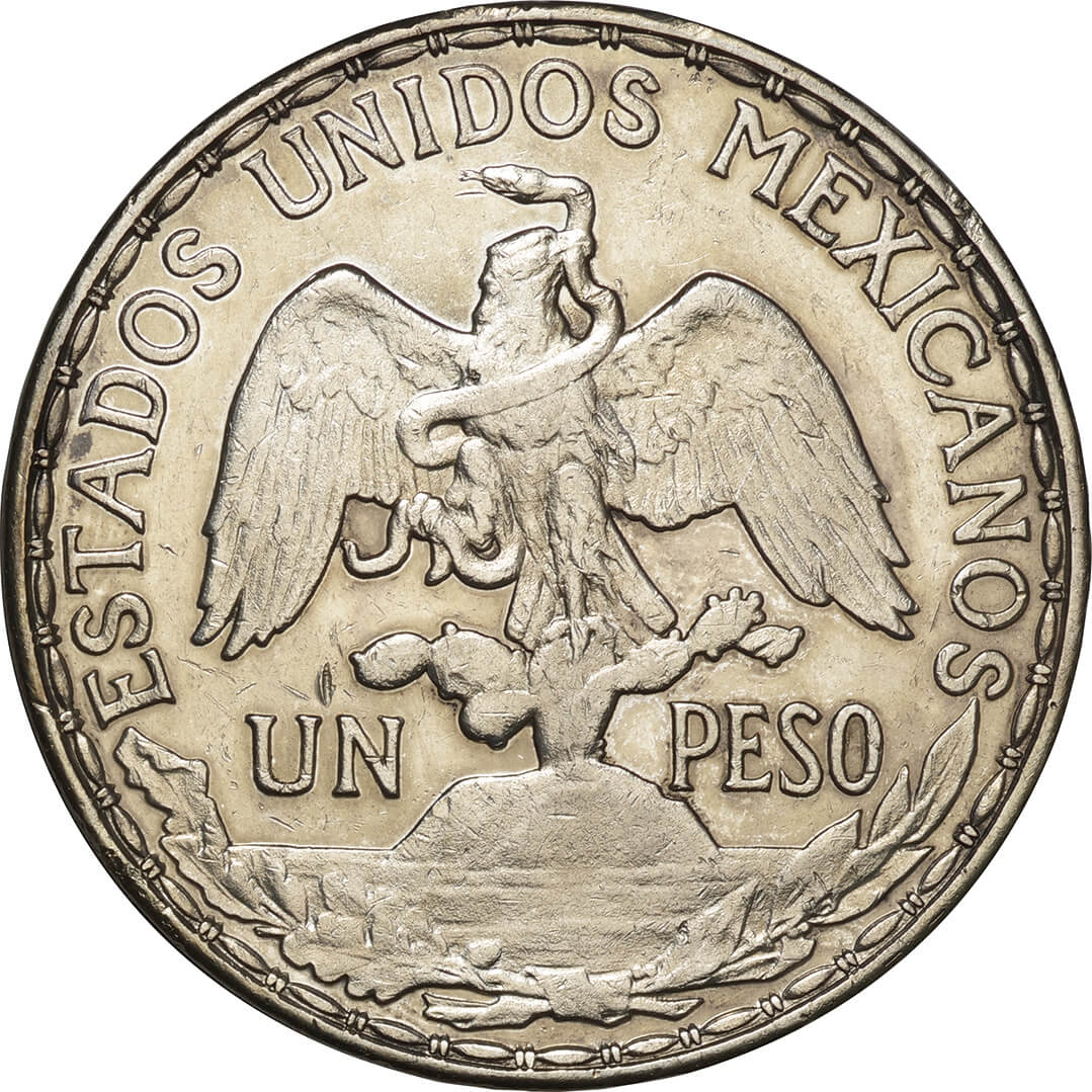 メキシコ-Mexico. カバリト像 1ペソ銀貨 1910年 KM453. Caballito