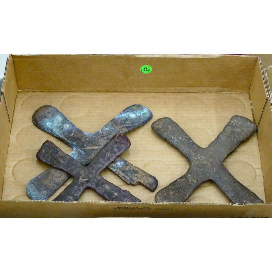 Box 3pc Old African Katanga Copper Crosses