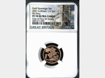 2021 ELIZABETH II PROOF GOLD HALF SOVEREIGN PF70 UCAM TOP POP!