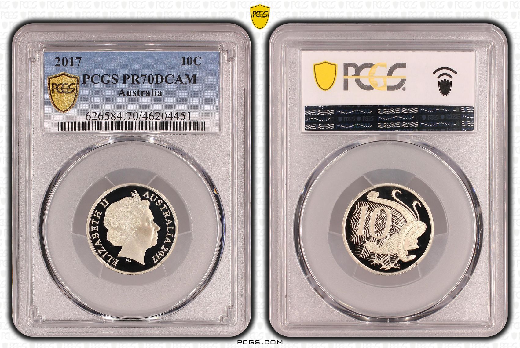 Elizabeth II, Ten Cent, 2017, PCGS PR70DCAM