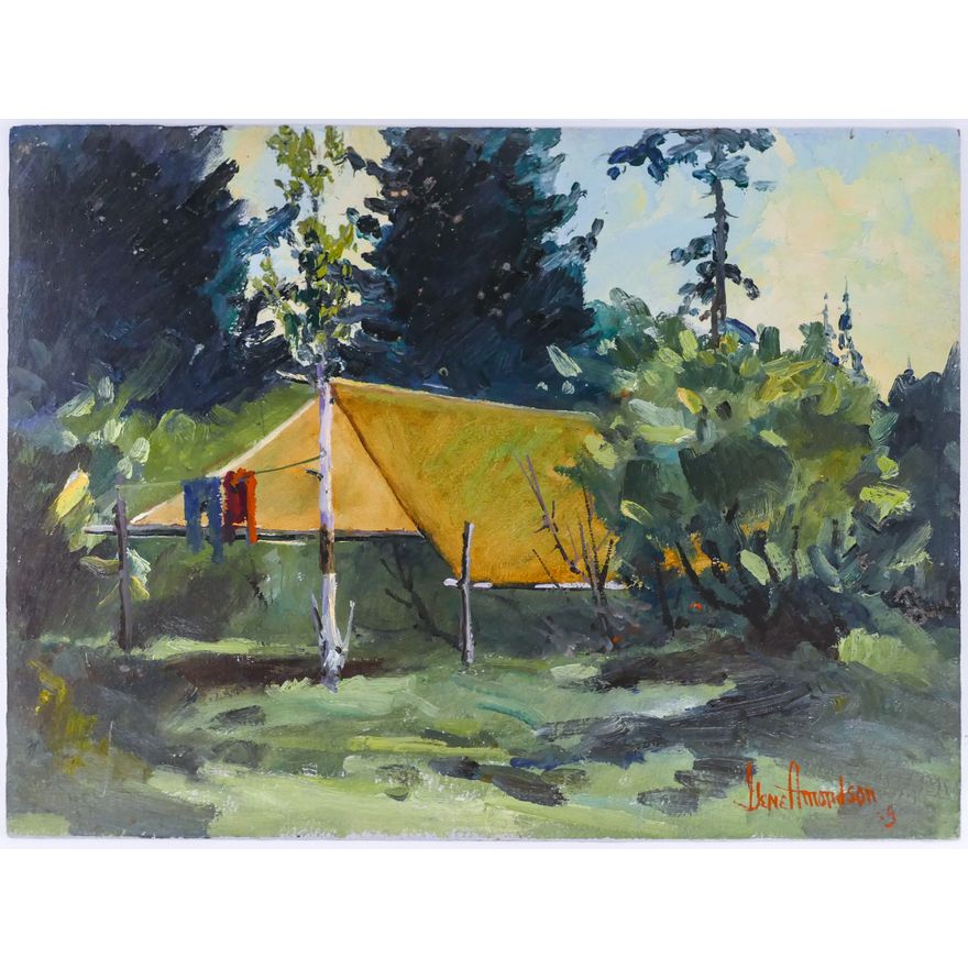 Gene Amondson ''Camp'' Oil on Masonite 16''x20''