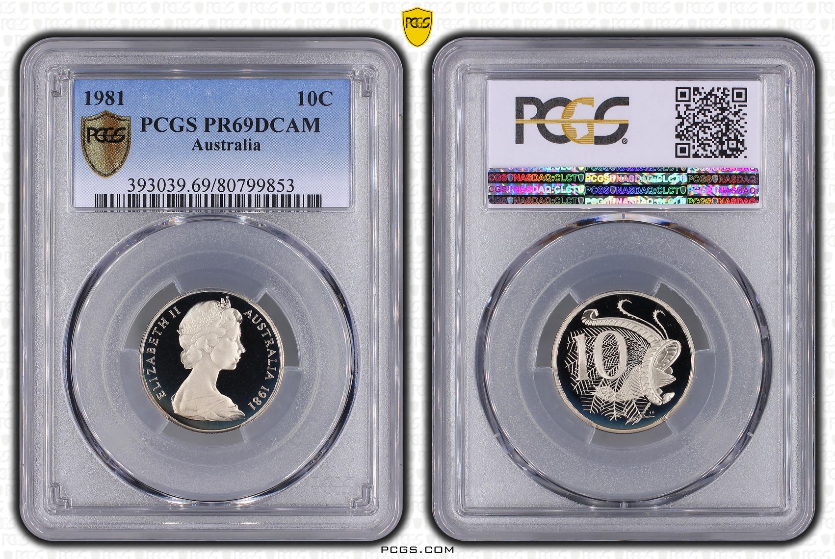 Elizabeth II, Ten Cent, 1981, PCGS PR69DCAM