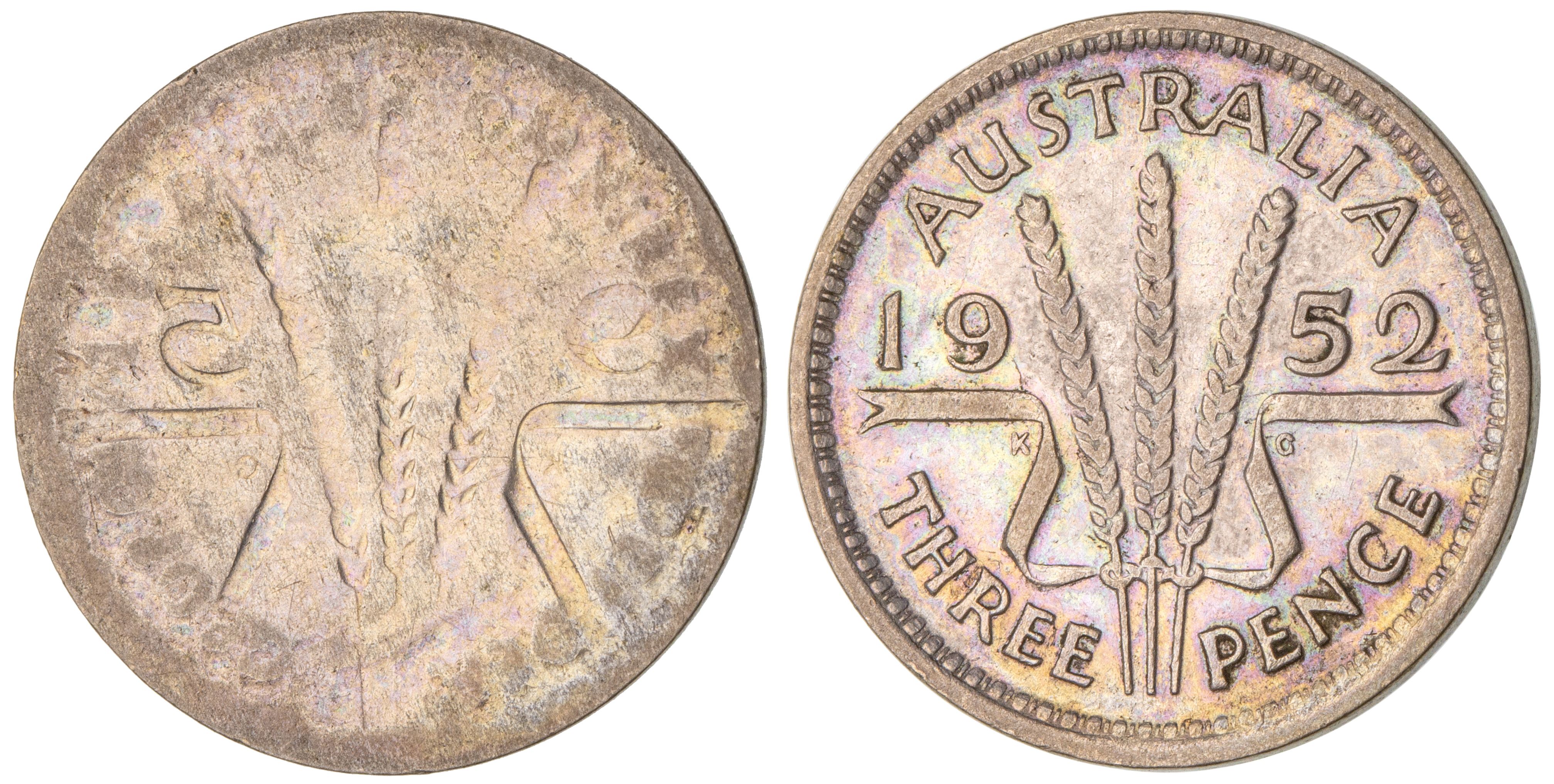 George VI, Threepence, 1952, VF