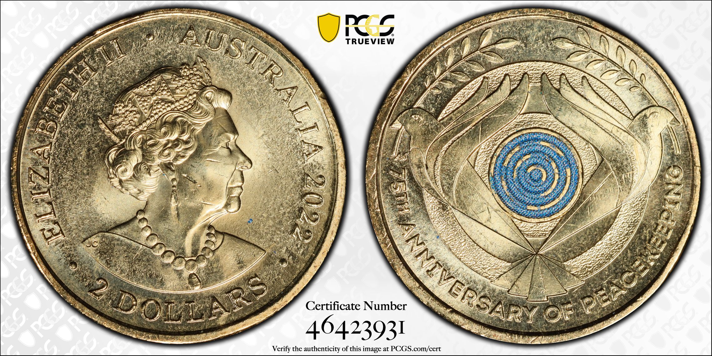 Peacekeeping - Colorized, Two Dollar, 2022, PCGS MS64
