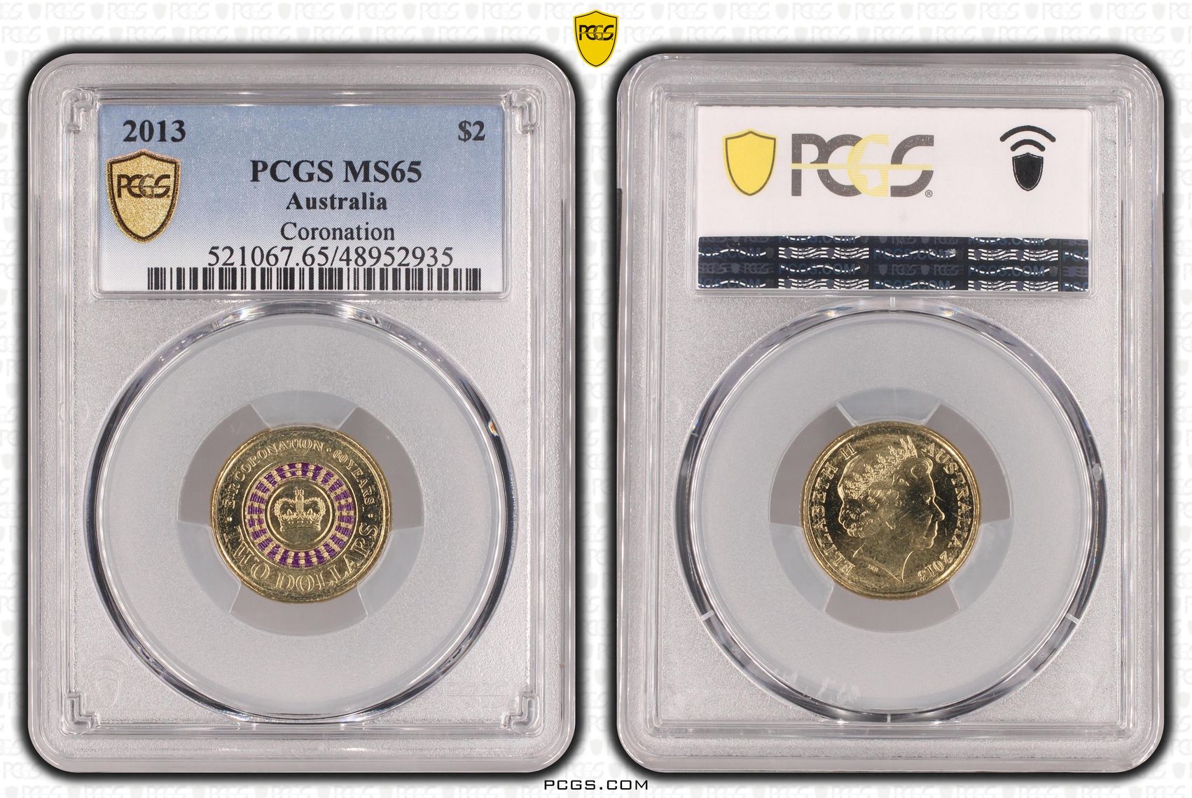 Elizabeth II, Coronation Colorized , Two Dollar, 2013, PCGS MS65