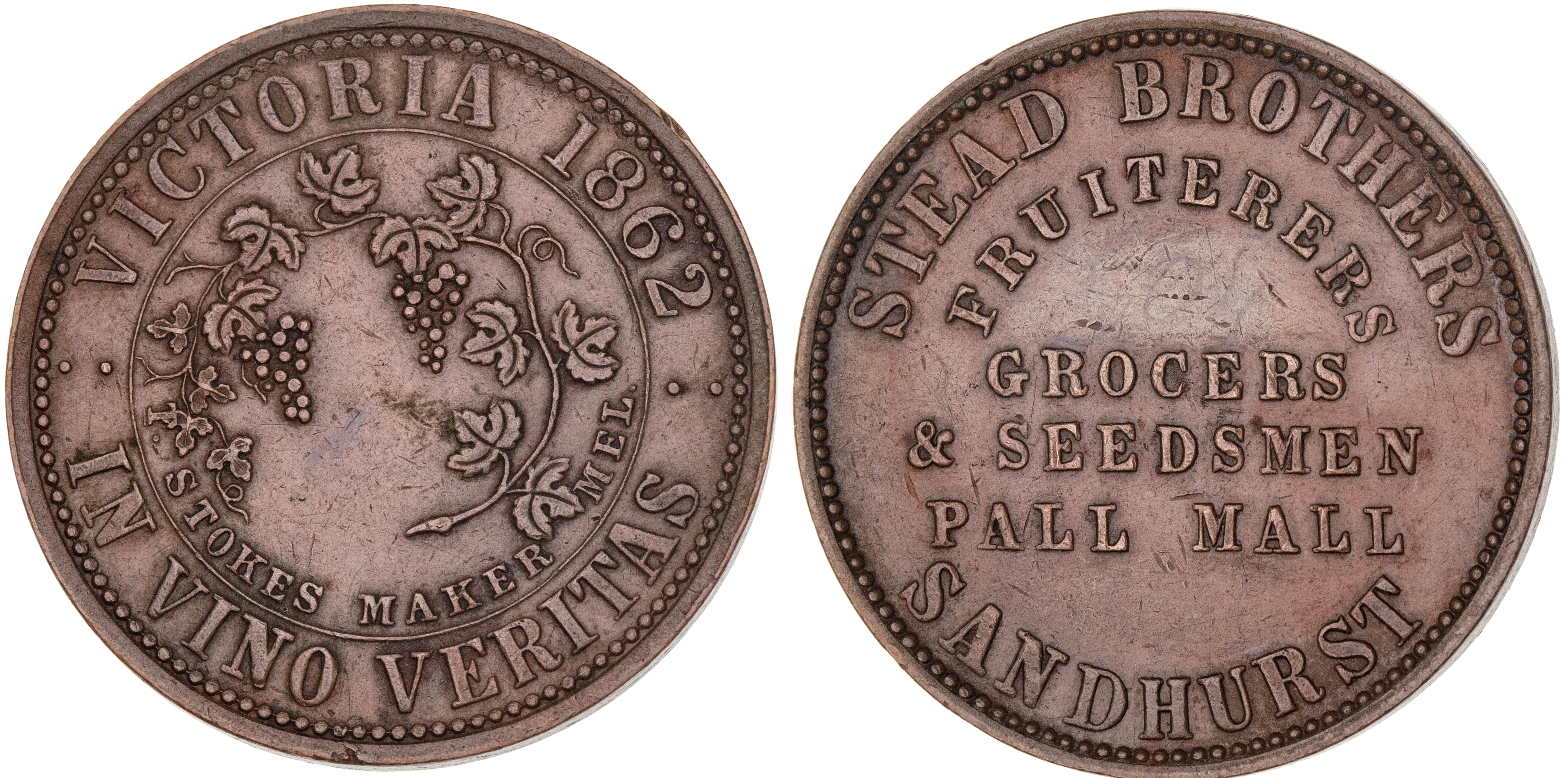 Sandhurst, Victoria, Stead Brothers, Penny, 1862, gVF