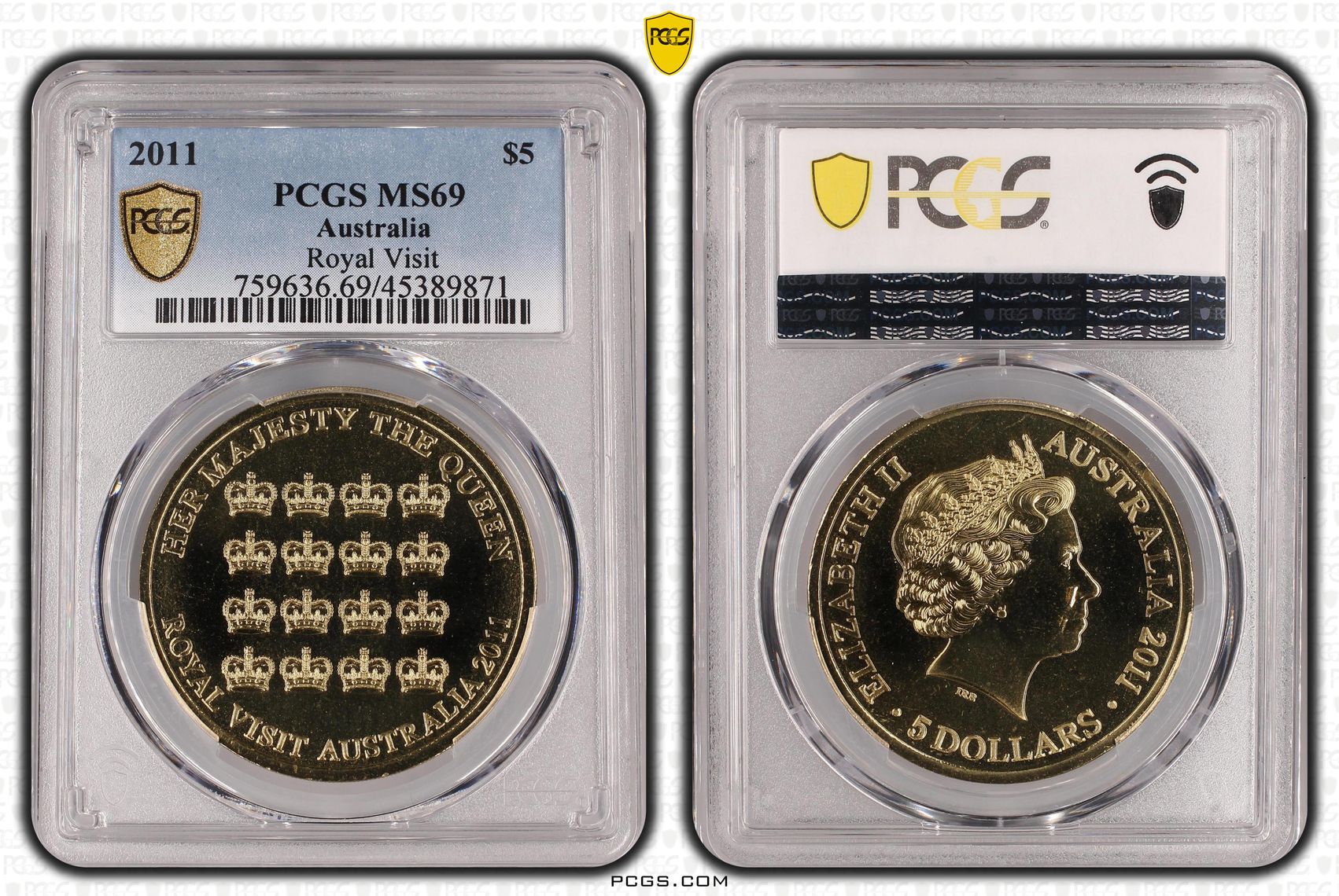 Elizabeth II, Royal Visit, Five Dollar, 2011, PCGS MS 69