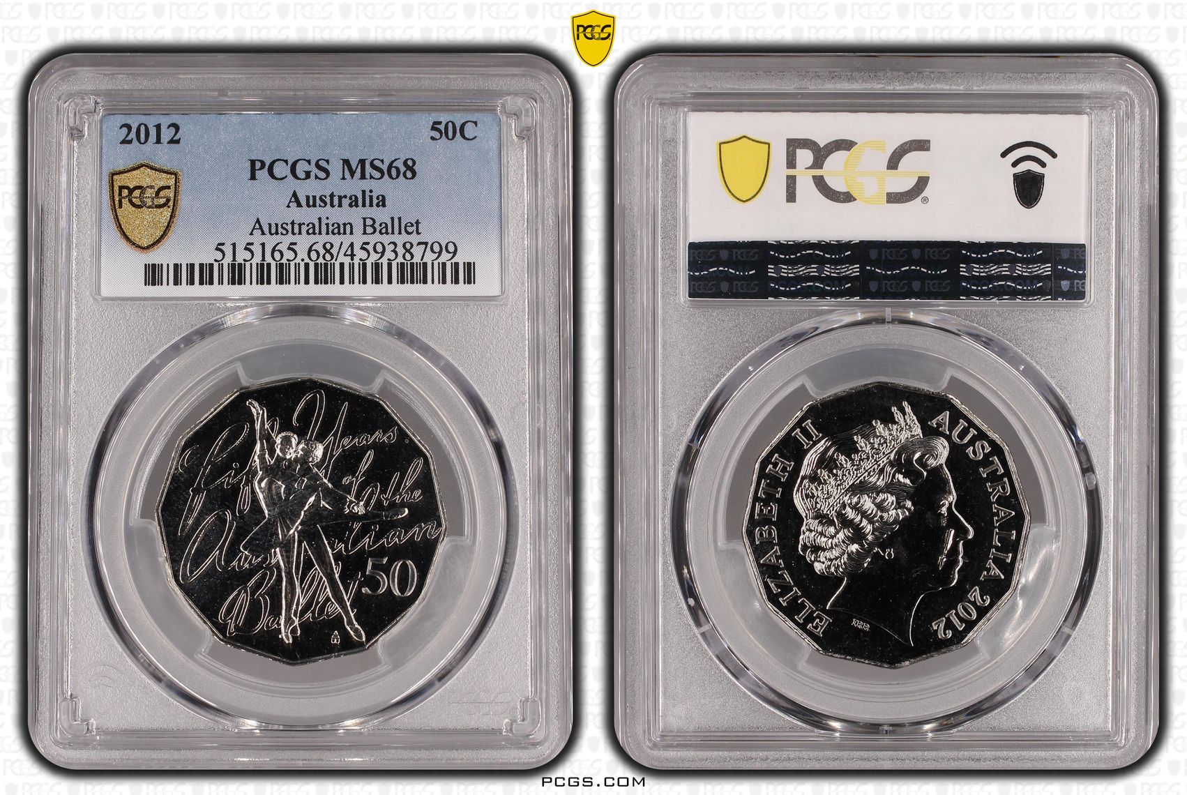2012 Australia Fifty Cent, 50c Australia Ballet PCGS - MS68 -799