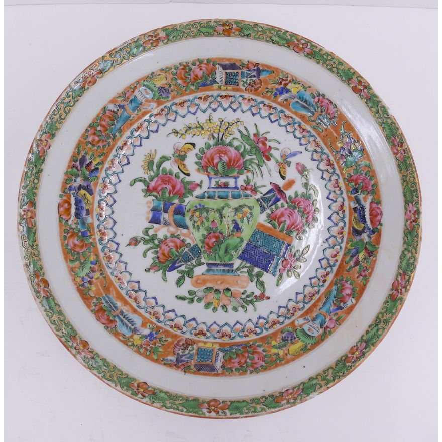 Chinese Qing Canton Plate- 11'' Diameter