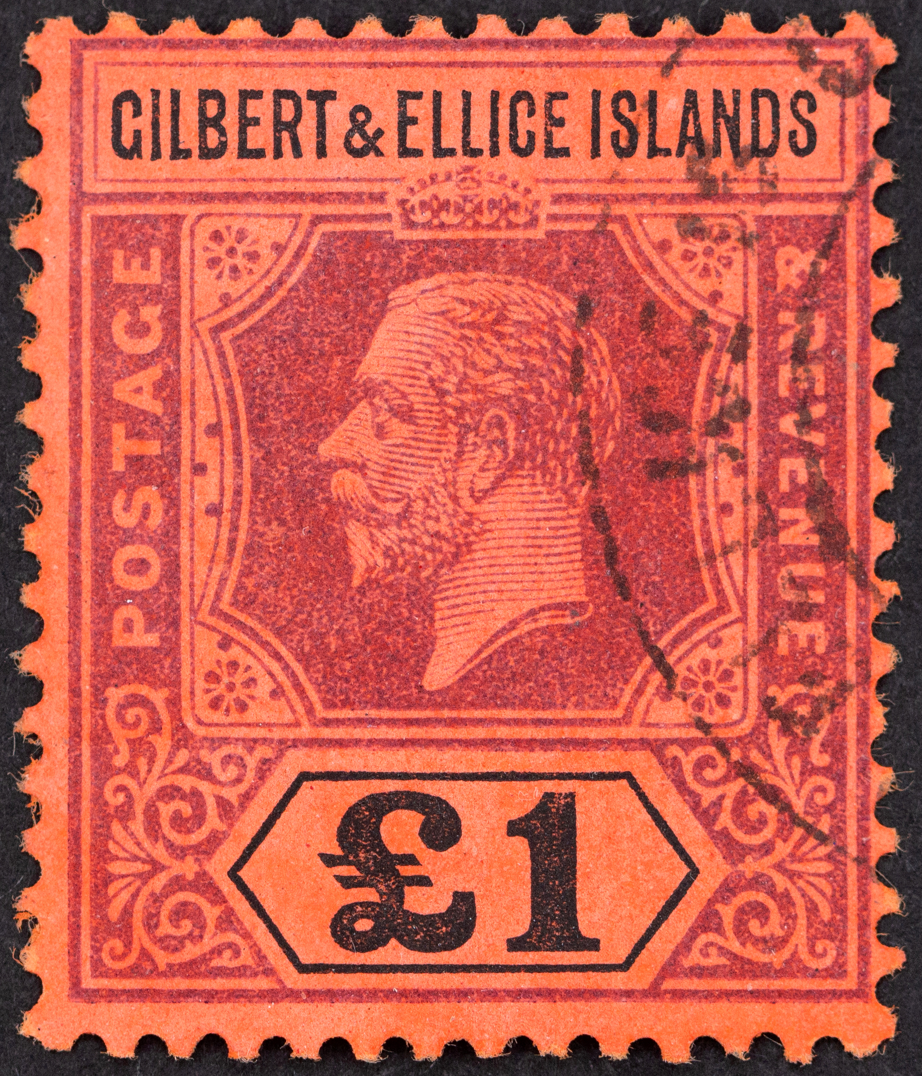 Gilbert & Ellice Islands, One Pound, Purple & Black, 1924, VFU