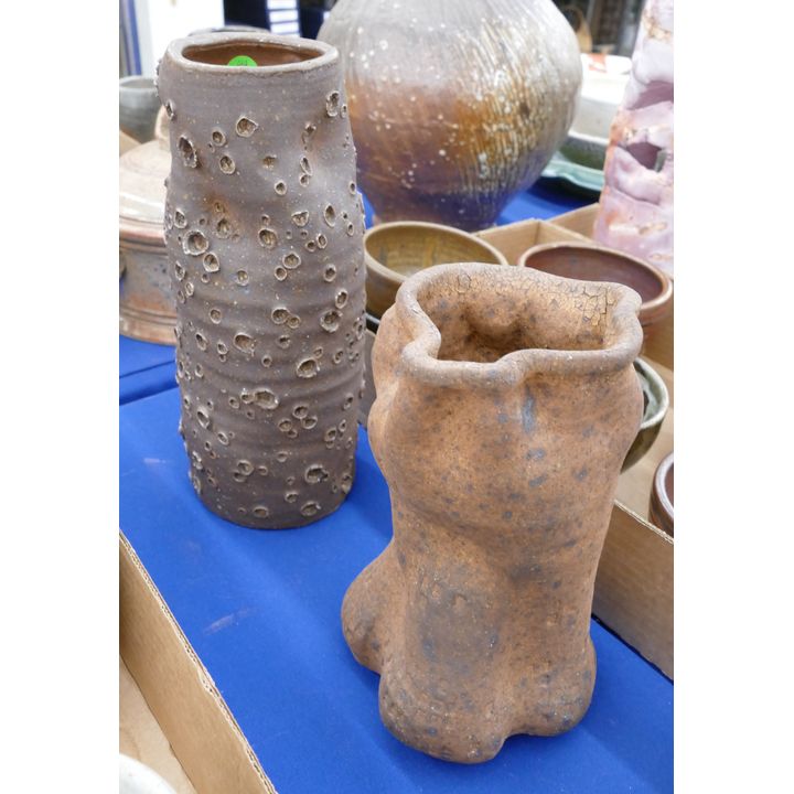 2pc NW Brown Studio Pottery Vases- 8'' and 11''