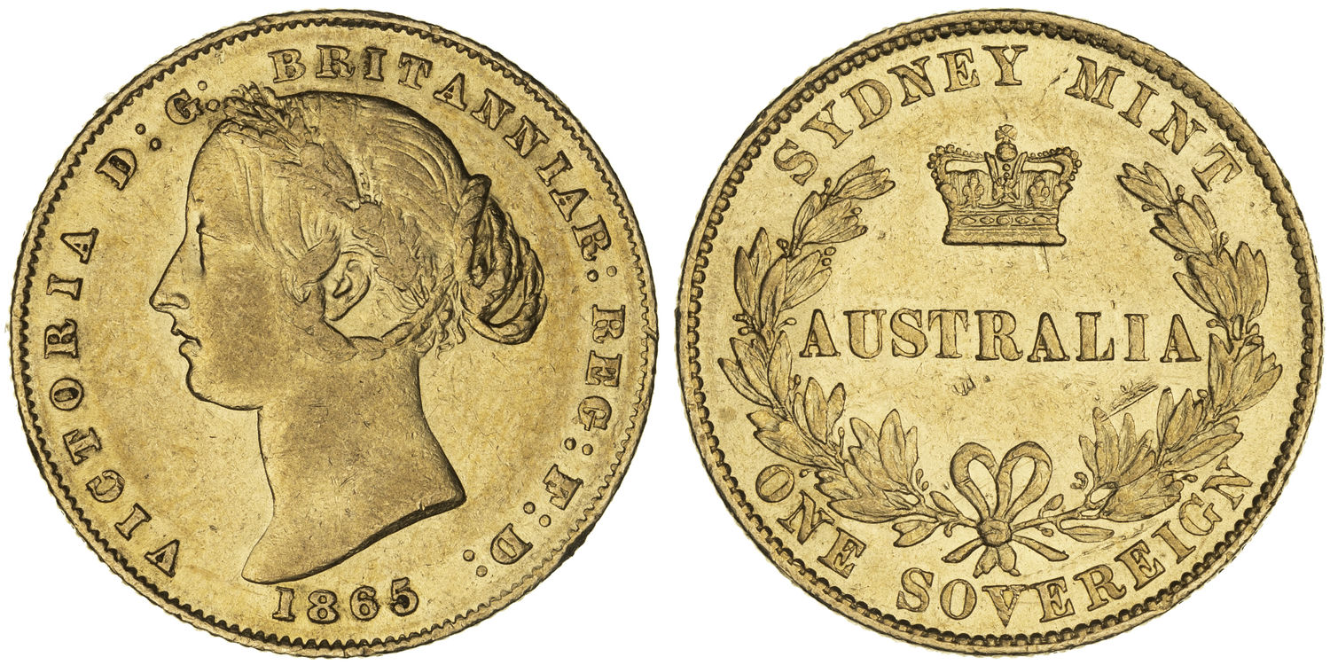 Victoria, Sydney Mint Reverse - Type II, Sovereign, 1865, VF