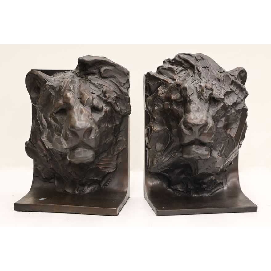 Kenneth Bunn ''Lion and Lioness'' (Bookends) Bronze