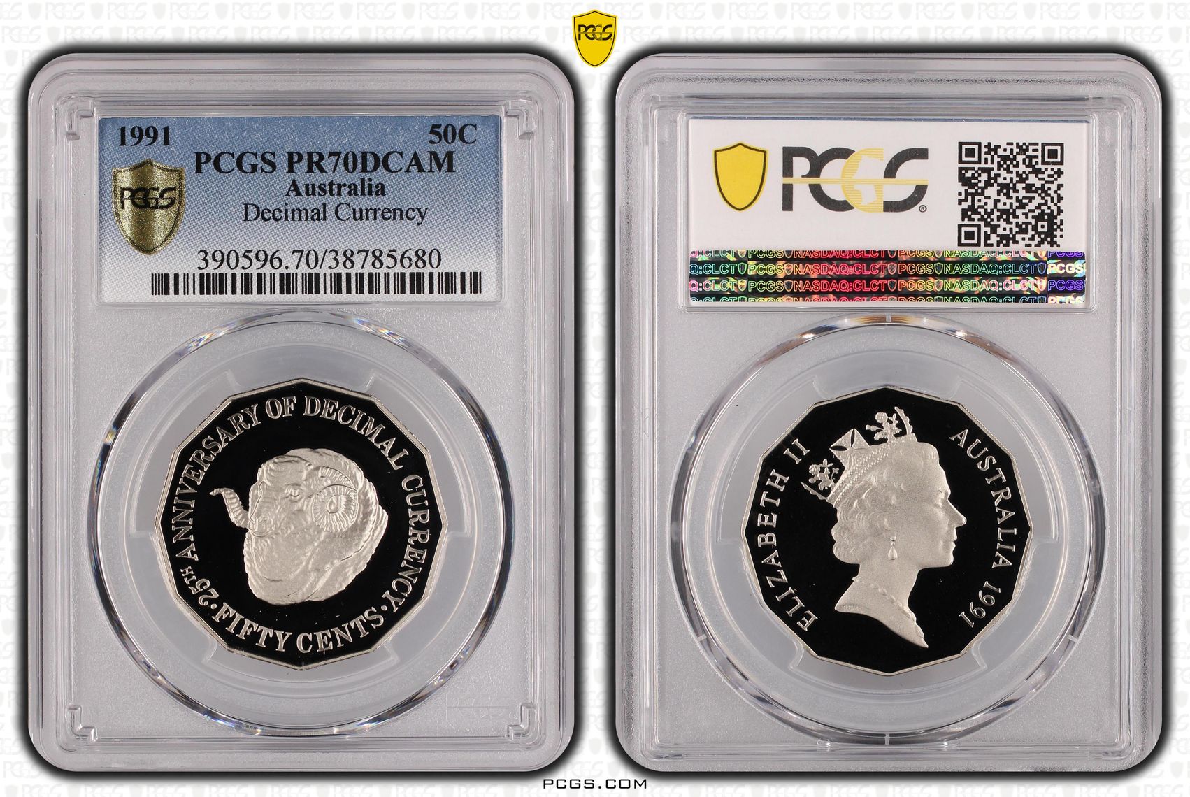 274 · 1991 Australia Fifty Cent, 50c 25th Anniversary Decimal Currency PCGS - PR70DCAM POP 23/0 -680