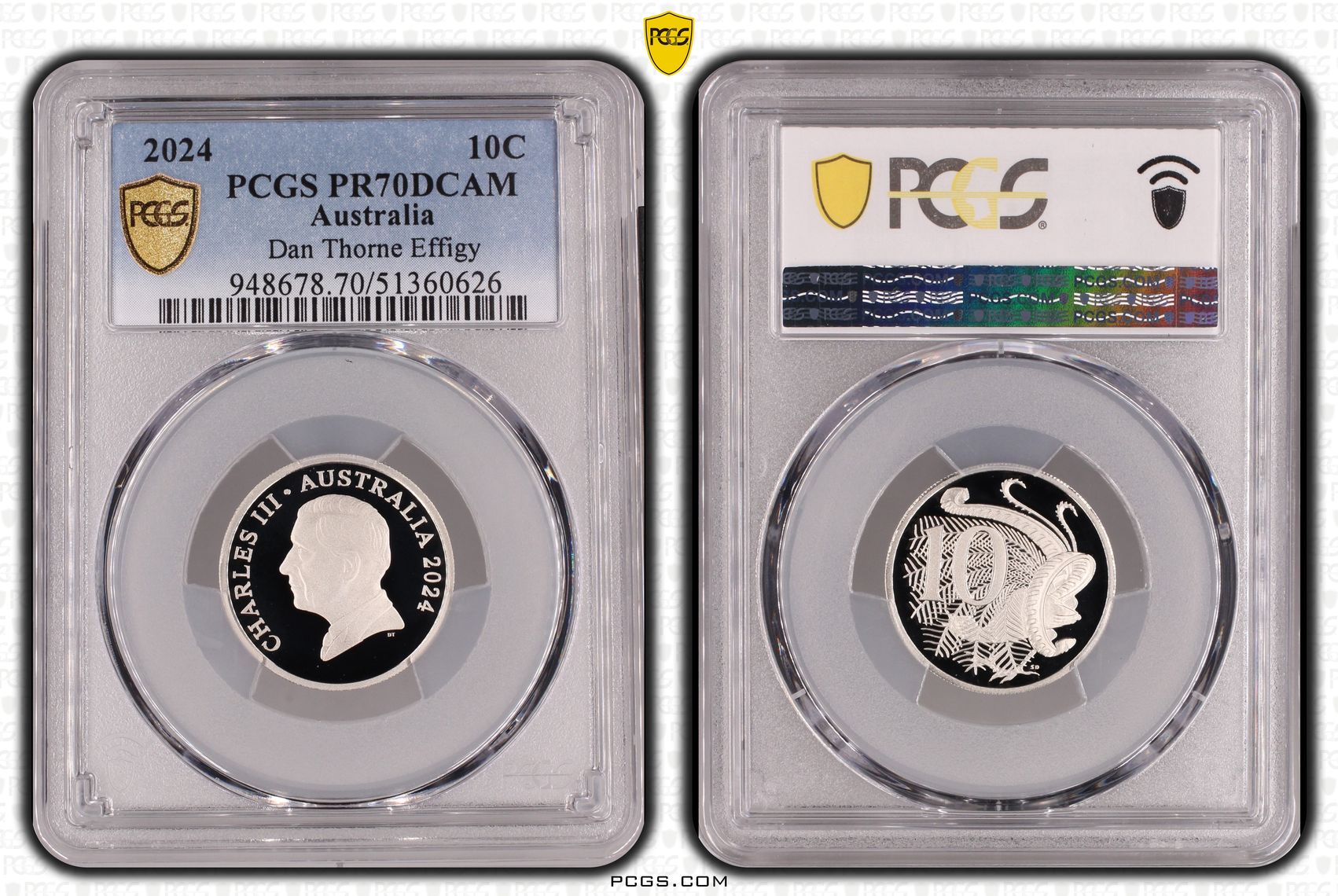 Dan Thorne Effigy, Ten Cent, 2024, PCGS PR70DCAM