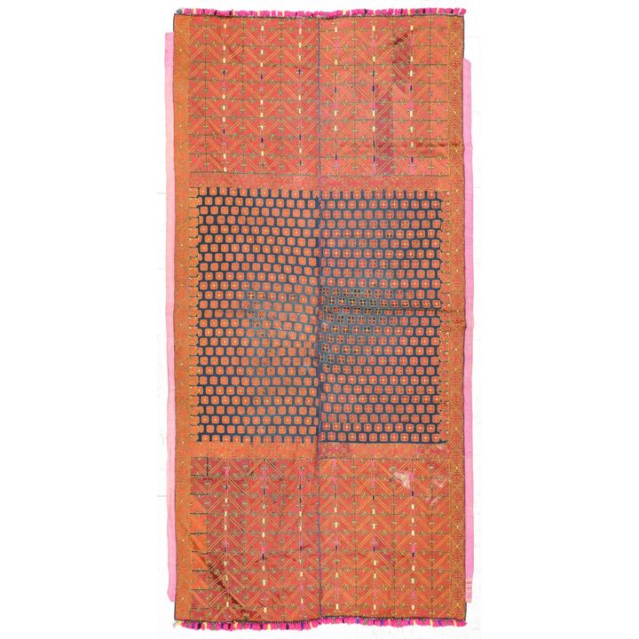 Antique Indian Phulkari Silk Embroidered Shawl- 8'x4' approx