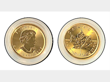 2018 CANADIAN 1/10TH GOLD $5 MAPLE LEAF COIN