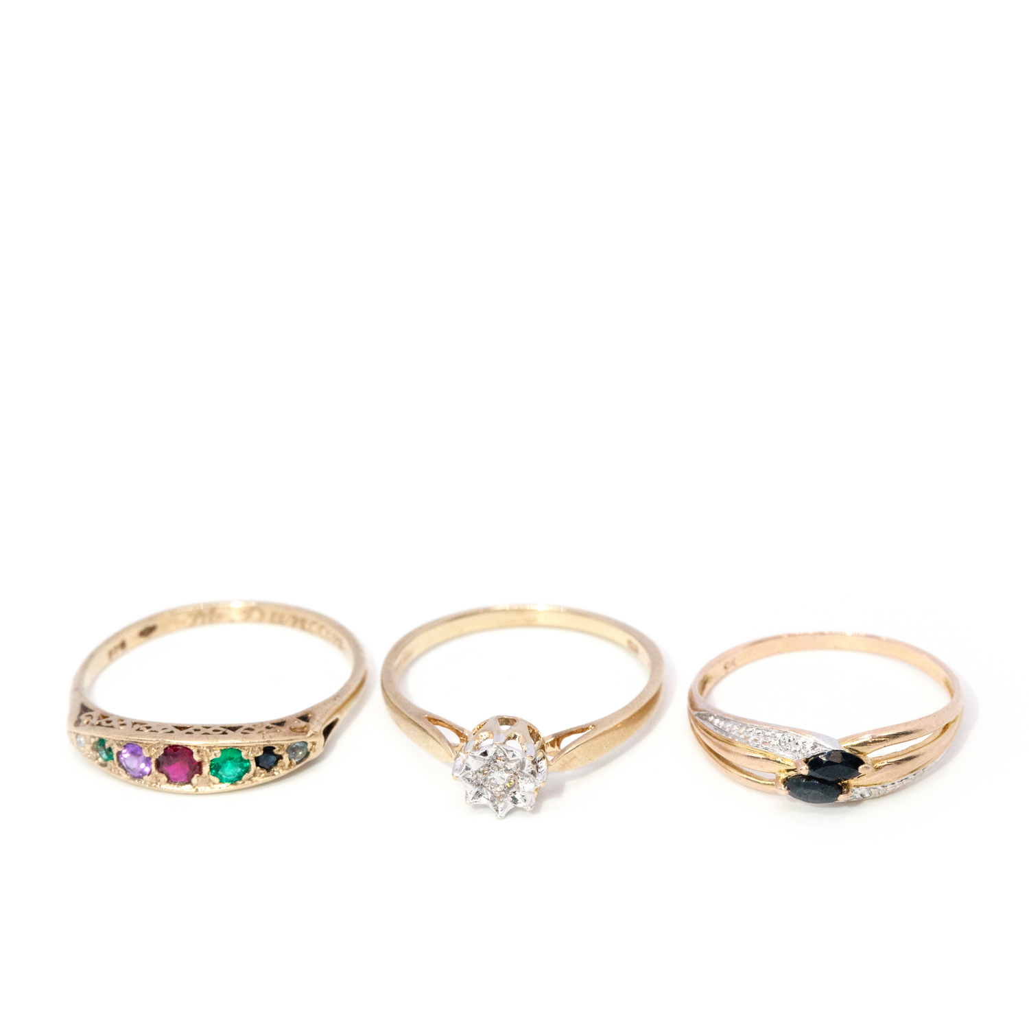 Three Ring 9ct Gold Lot