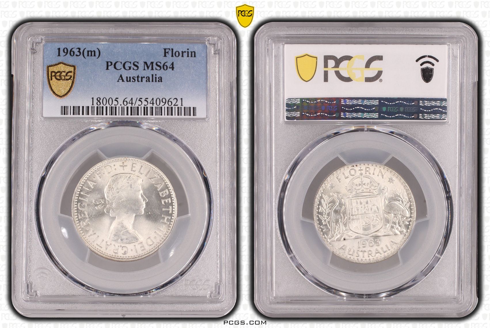Elizabeth II, Florin, 1963(m), PCGS MS64