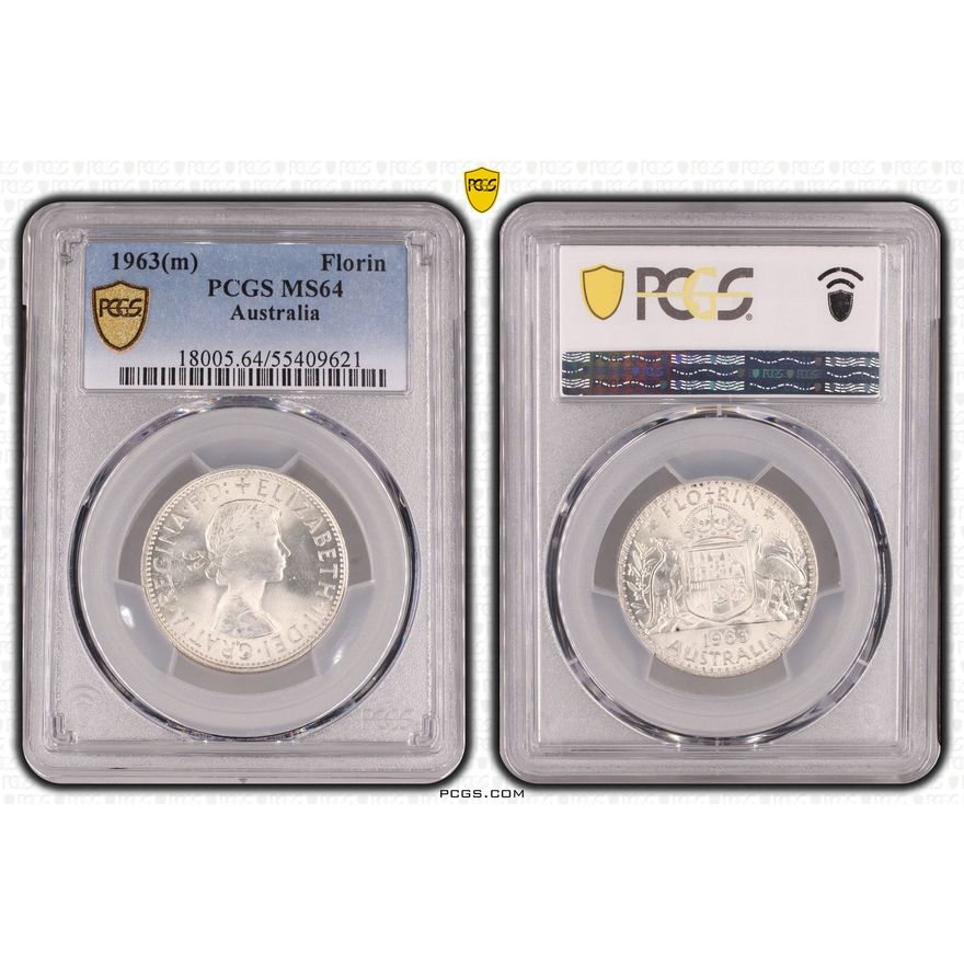 Elizabeth II, Florin, 1963(m), PCGS MS64