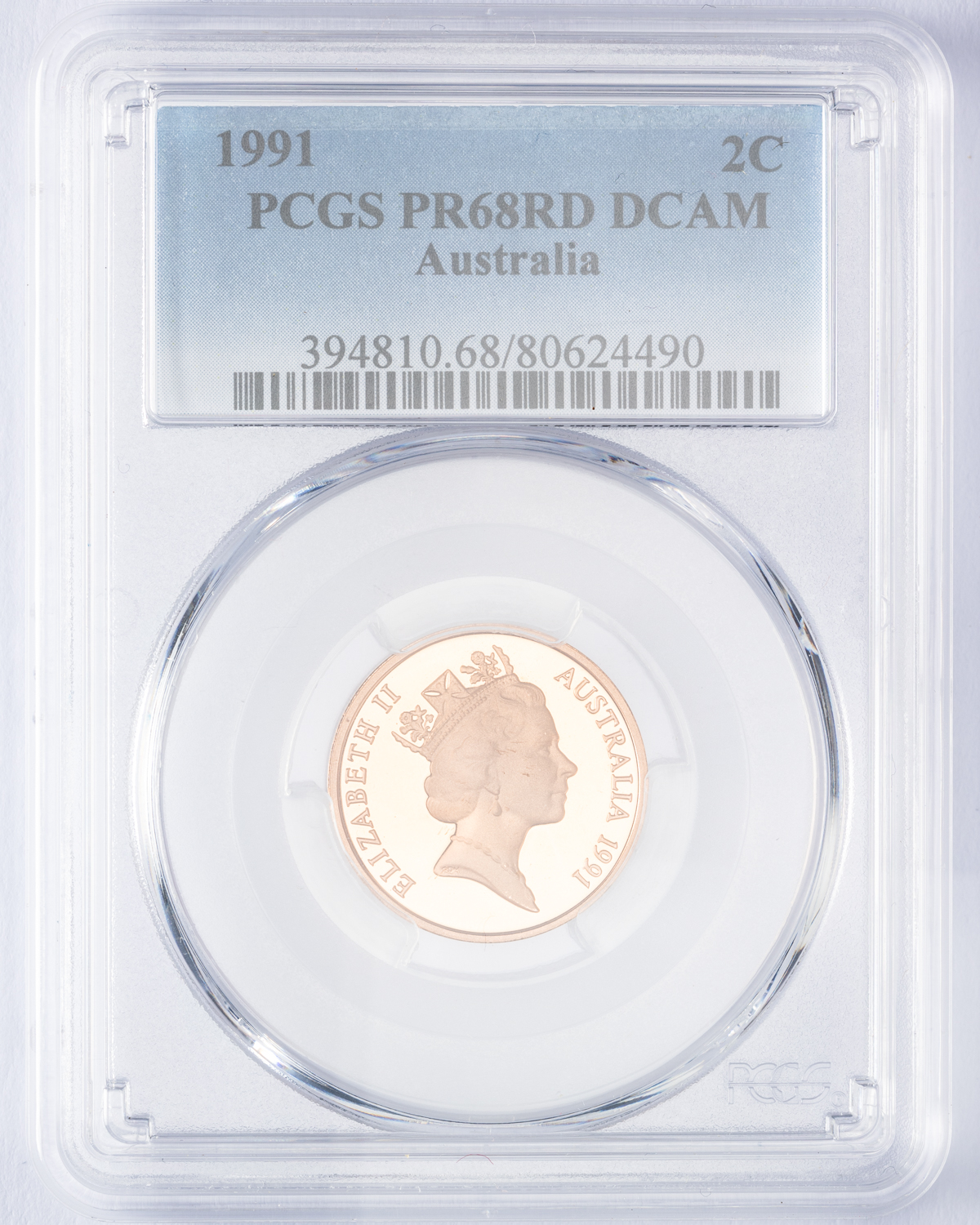 Elizabeth II, Two Cent, 1991, PCGS PR68DCAM