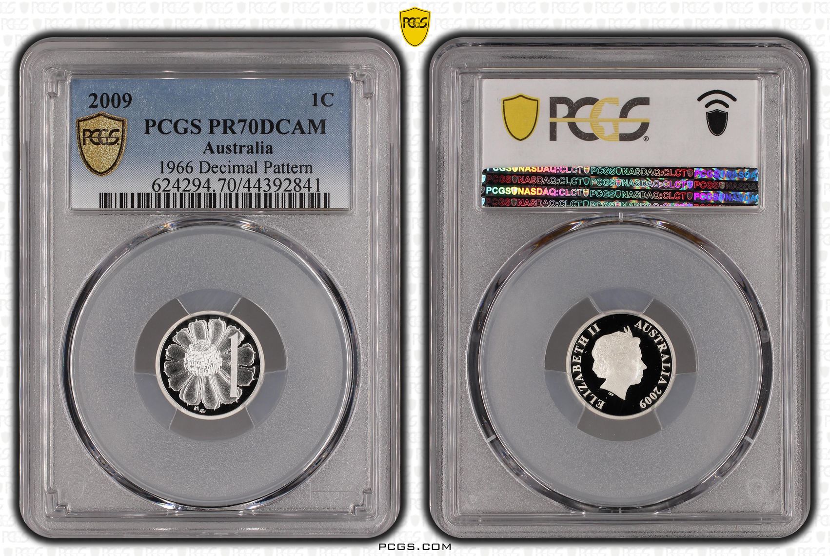 2009 Australia One Cent, 1c Silver Proof 1966 Decimal Pattern PCGS - PR70DCAM POP 2/0 -841