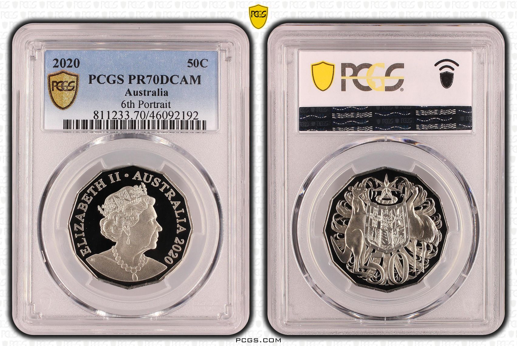Elizabeth II, 6th Portrait, Fifty Cent, 2020, PCGS PR 70DCAM