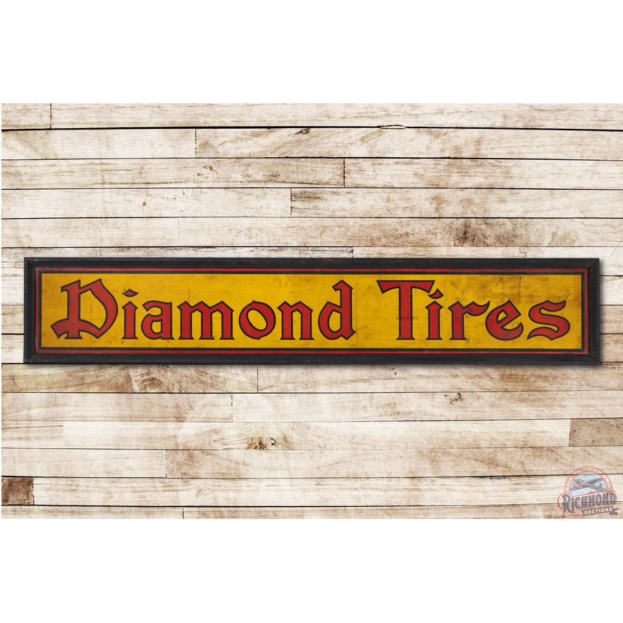 6' Diamond Tires Tin Sign & Wood Frame