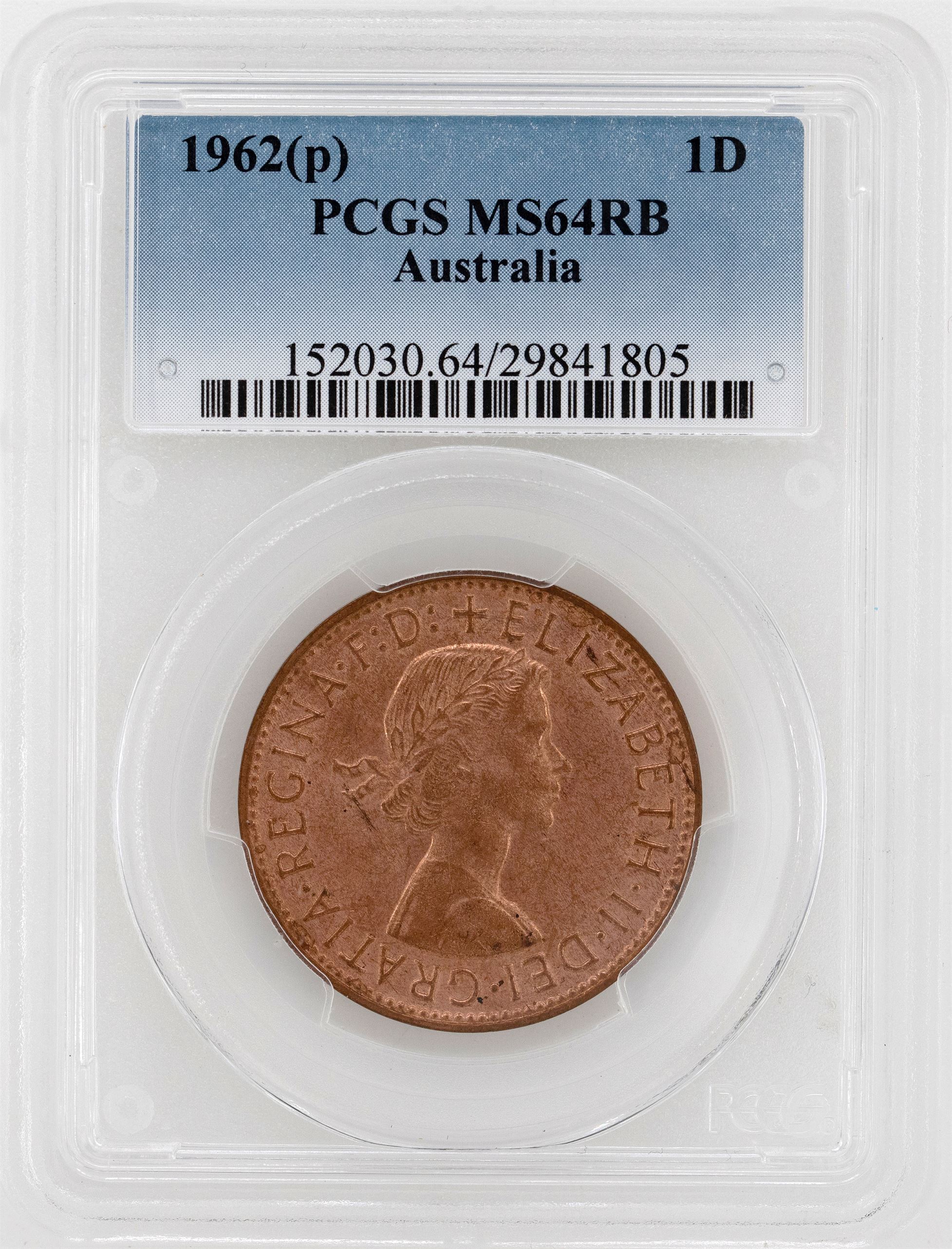 1962 Australia Penny PCGS - MS64RB -805