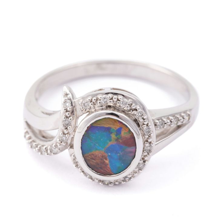 Opal & Diamond Ring 14ct Gold